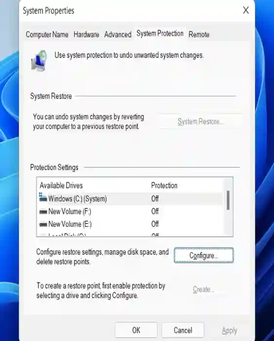 استعادة النظام WINDOWS 11