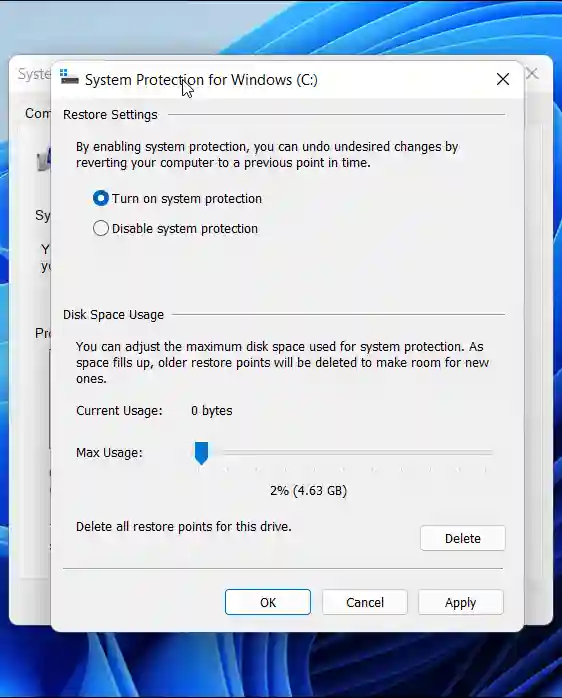 قم بتشغيل استعادة النظام windows 11